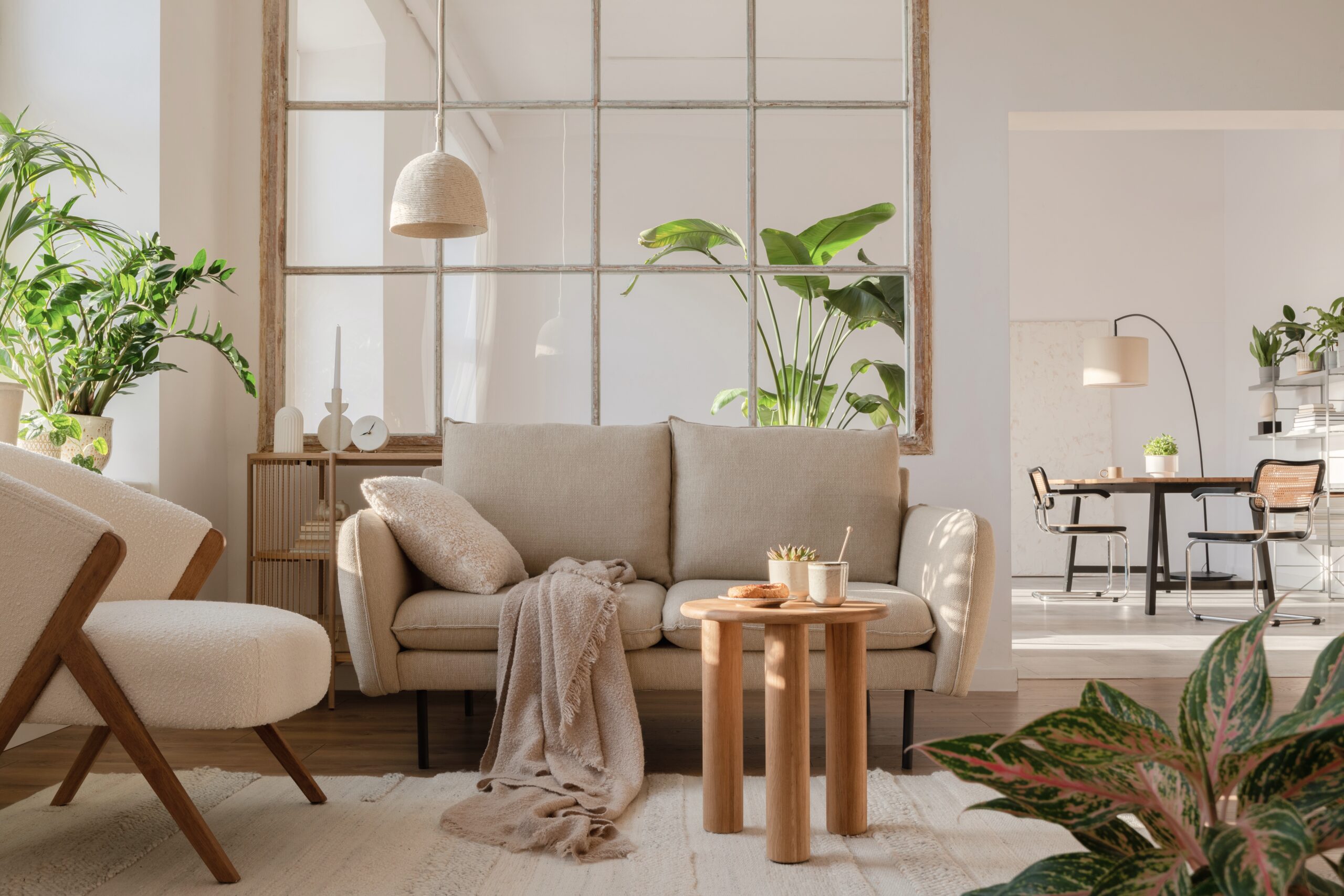 Stylish,Compositon,Of,Modern,Living,Room,Interior,With,Frotte,Armchair,